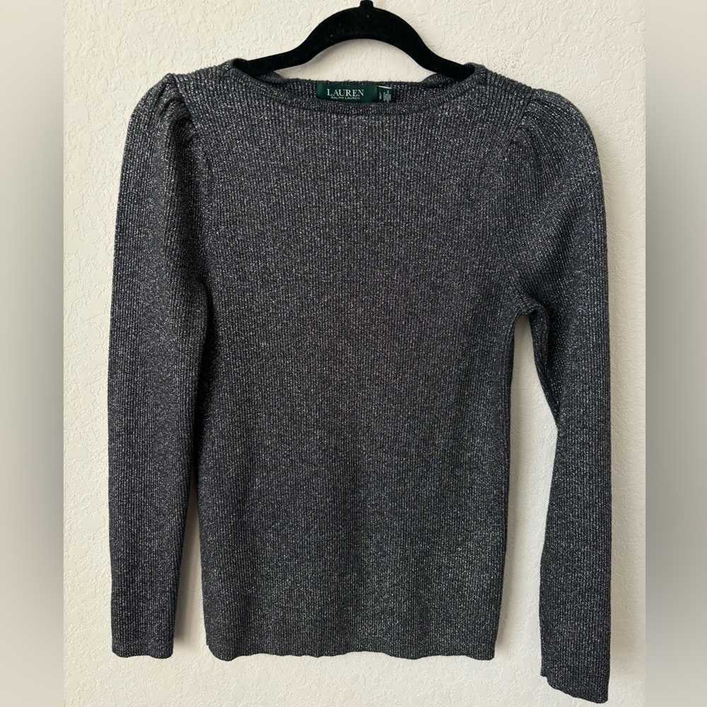 Lauren Ralph Lauren Black and silver shimmery Top Size Large